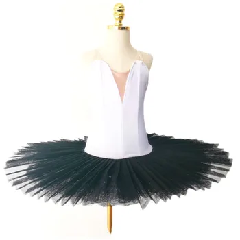 Балетная юбка-пачка, Черно-белые бархатные топы Для детей, Костюмы для танцев для взрослых, Женское газовое платье 