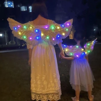 Светящиеся крылья Ангела, перьевое крыло с эластичным ремешком, костюм для косплея на Хэллоуин