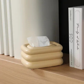 Керамический ящик для хранения салфеток в скандинавском кремовом стиле, креативные украшения для журнального столика в гостиной для дома, подарок для мягкого украшения