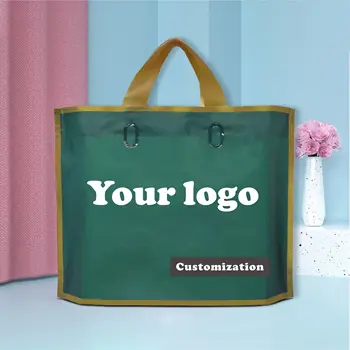 Индивидуальная полиэтиленовая хозяйственная сумка из полиэтилена, пригодная для вторичной переработки, с ручкой, пластиковая сумка для розничной торговли продуктами питания с вашим собственным логотипом