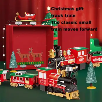 Рождественские наборы электропоездов для детей, музыкальная игрушка-паровозик, милый фестивальный трек, игровой набор для фотосессии, игрушка-дорожка для домашнего декора