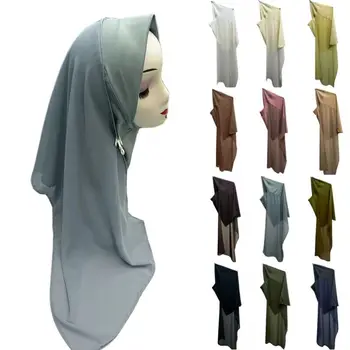 Женский мусульманский головной платок, хиджаб в стиле пэчворк, исламская повязка на голову, тюрбан, шали, Шайлы, однотонные