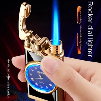 2022 Часы С Коромыслом Металлические Необычные Газовые Зажигалки Струйная Бутановая Зажигалка Ветрозащитная Сигарета Прикуриватель для Сигар Гаджеты для Мужчин