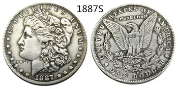 Монета-копия Morgan Dollar 1887 года ВЫПУСКА, посеребренная