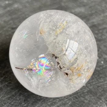 186 г Натуральный камень Турмалин Прозрачный кварцевый шар Радужная сфера Полированный камень Рейки Исцеляющий W2