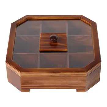 Контейнер для сухофруктов Деревянный ящик для хранения сухофруктов Многофункциональный контейнер для хранения закусок Секционный лоток с прозрачным окошком