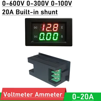Вольтметр постоянного тока Амперметр 100 В 300 В 600 В 20A Встроенный шунтирующий аккумулятор Монитор Светодиодный дисплей Цифровой Измеритель напряжения Тока 12 В 24 В МОЩНОСТЬ